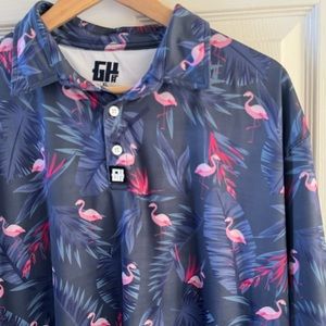 Greater Half Flaminbo Golf Polo Shirt Mens Flamingo XL